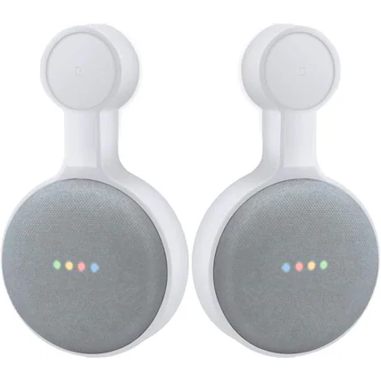 Front. RTMB - Outlet Wall Mount for Google Home Mini (1st & 2nd Gen), Space-Saving Holder (White).