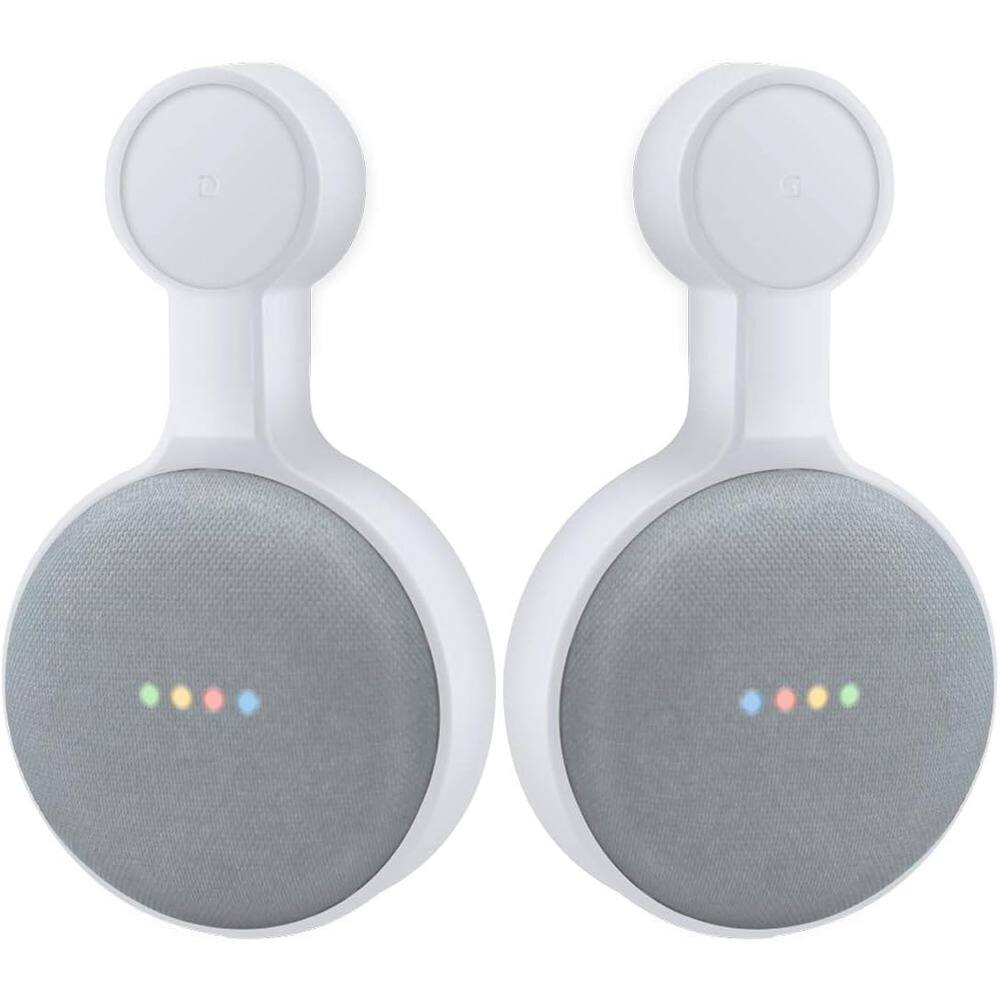 Front. RTMB - Outlet Wall Mount for Google Home Mini (1st & 2nd Gen), Space-Saving Holder (White).