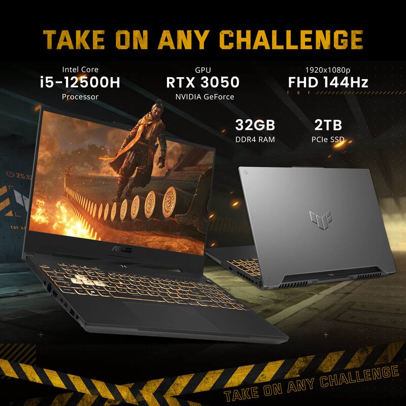 TAKE ON ANY CHALLENGE

Intel Core i5-12500H Processor  
GPU RTX 3050 NVIDIA GeForce  
1920x1080p FHD 144Hz  
32GB DDR4 RAM  
2TB PCIe SSD