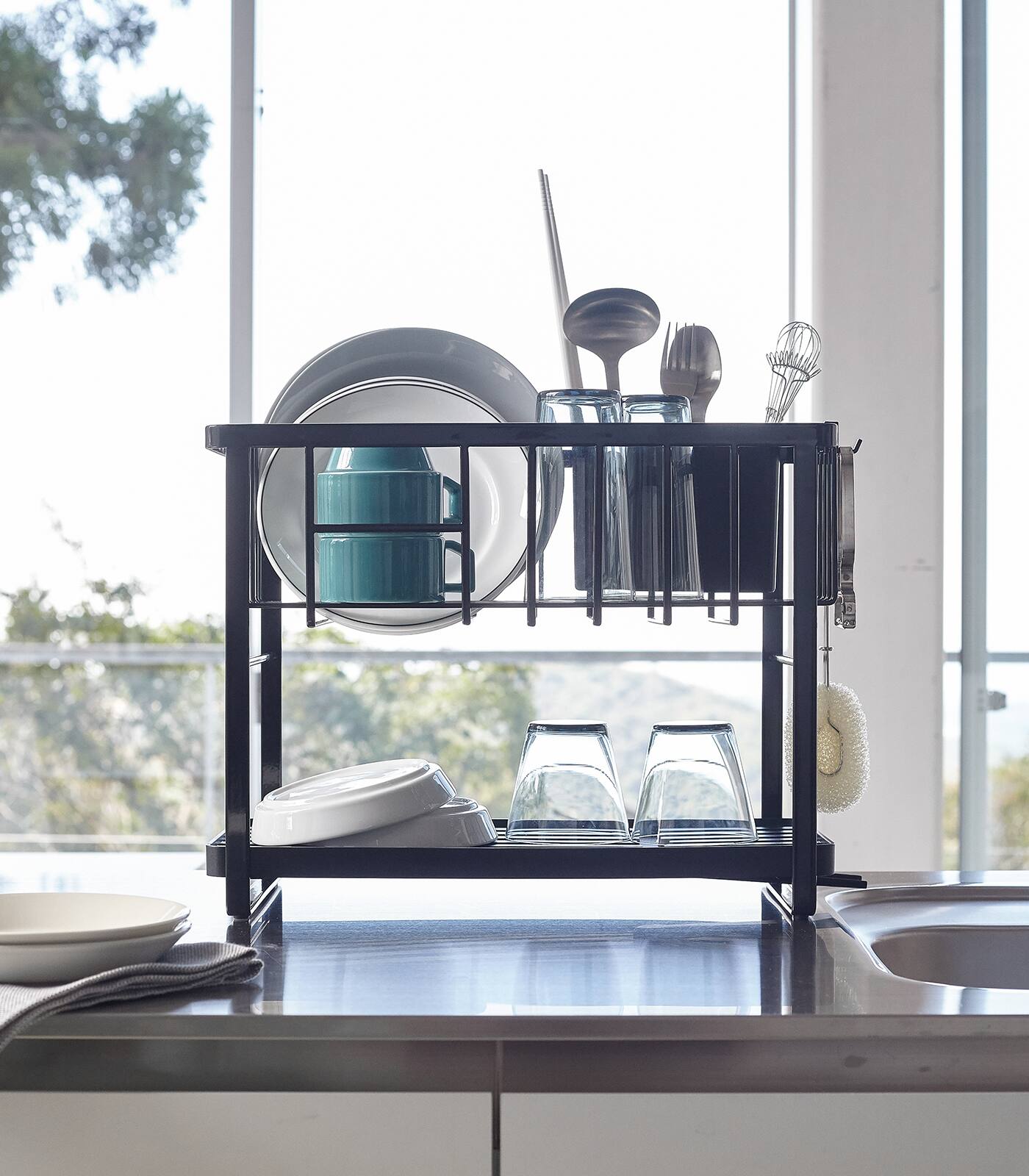 Alt View 1. Yamazaki Home - Two-Tier Wire Dish Rack.