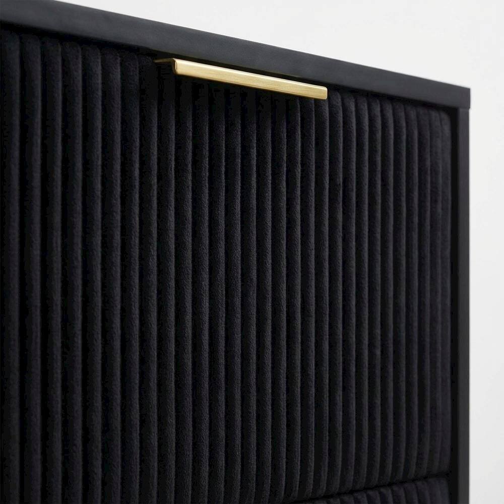 Back. FurniFact - Black Bedroom Nightstand with Gold Legs and Storage Drawer - Black.