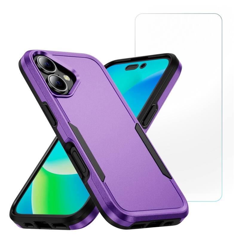 Front. Entronix - Entronix Purple Bundle for iPhone 17 - Soft-Touch Dual-Layer Case with Screen Protector - Purple.