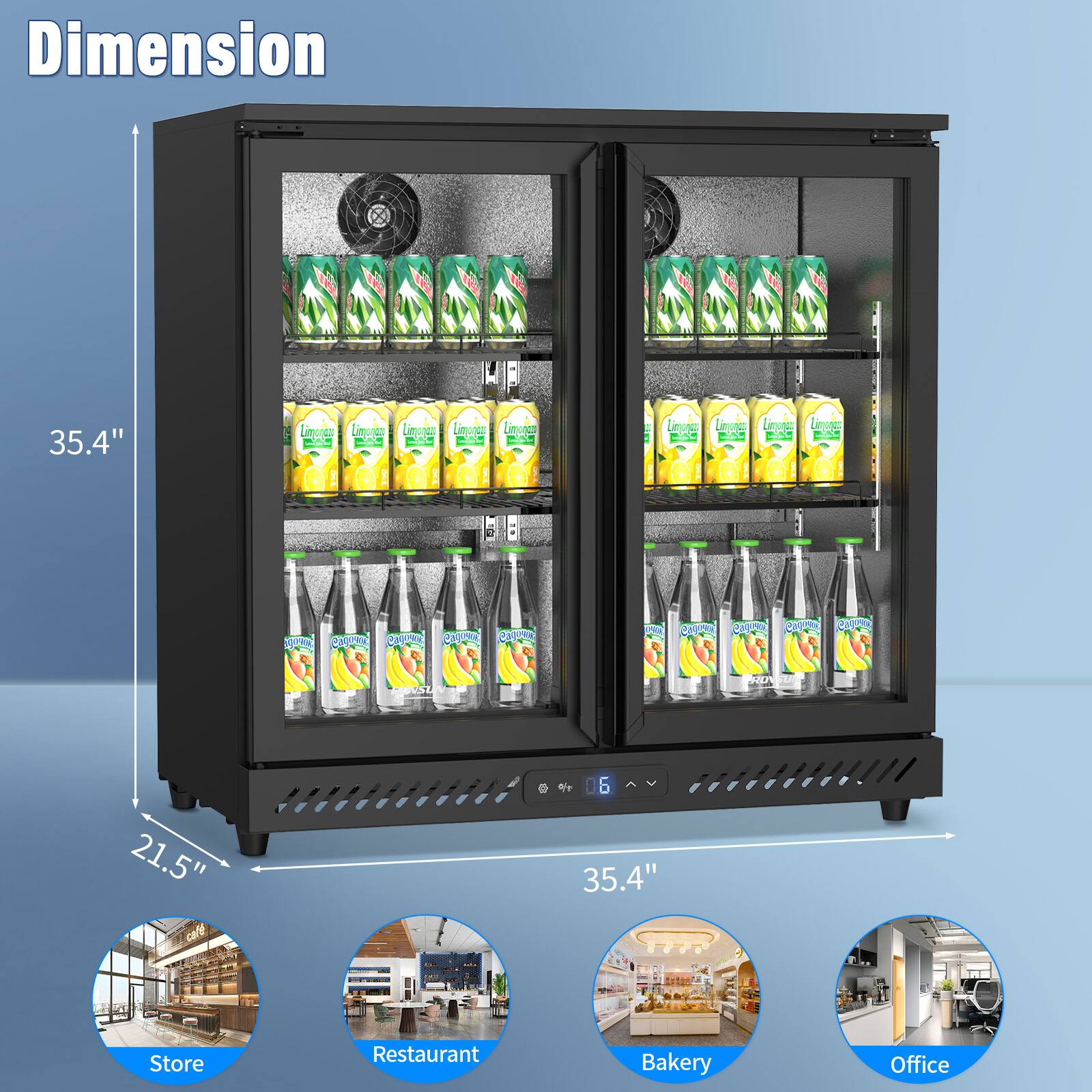 Dimension 1 T T T IN 4 1 18 T 1 U 35.4"  
Limues Limones Limonts Liguns DA A C  
Lmones  
UnAe  
1 umoNE LiEVARE Liteo  
0 ac D i apna C Caea Caen o C  
1 C C  
NST C ON OA  
CR 2 C C C  
21.5"  
6 35.4"  
Store Restaurant Bakery Office