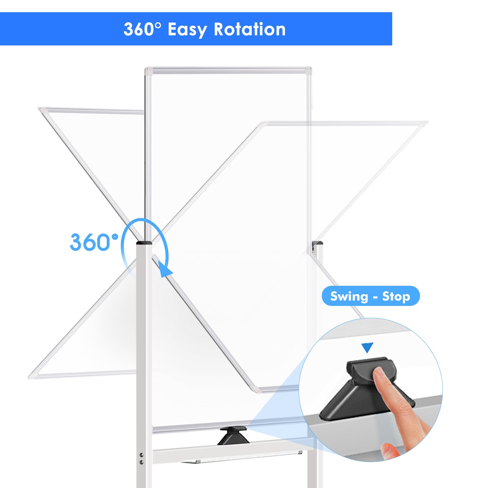 360° Easy Rotation  
360° Swing - Stop