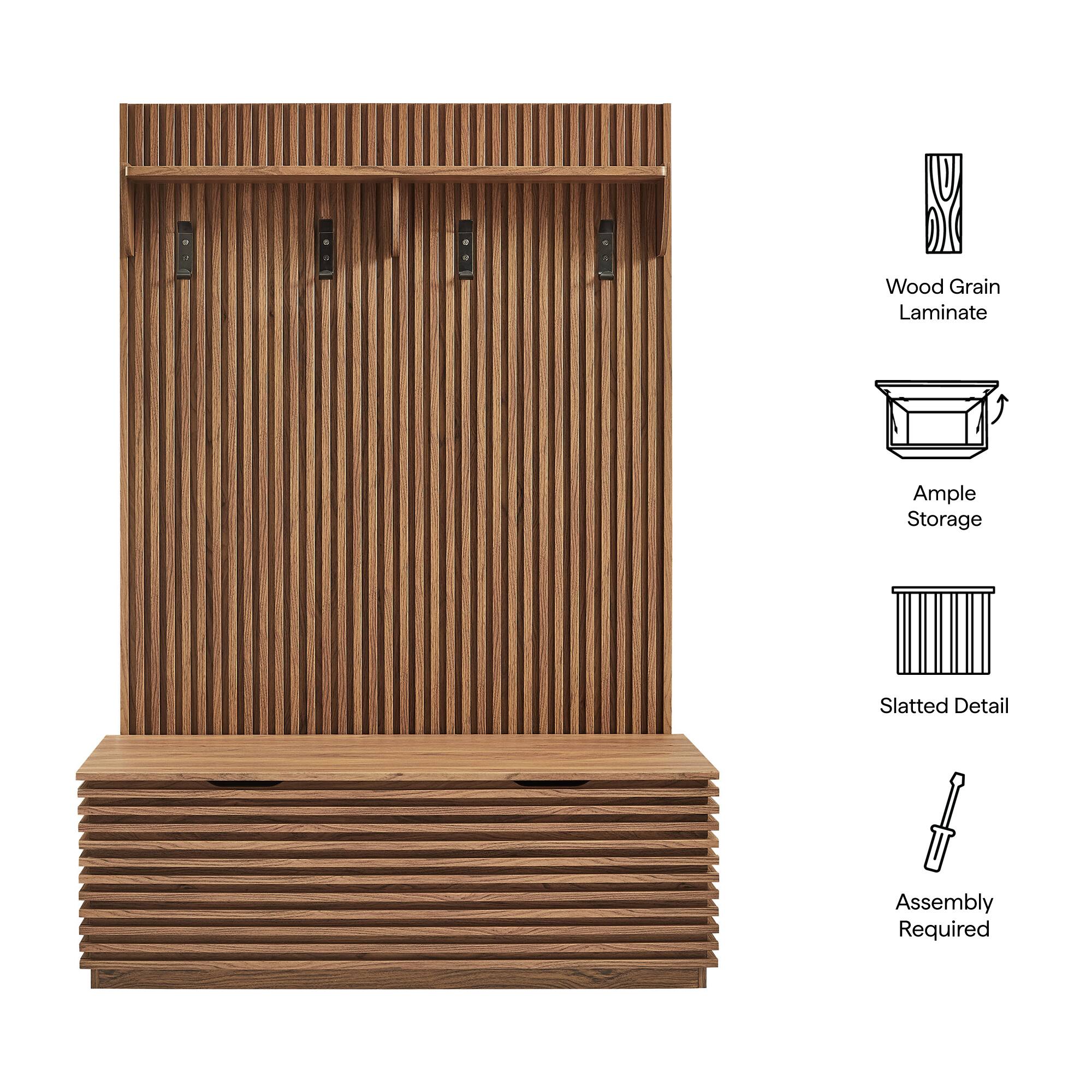Wood Grain Laminate  
Ample Storage  
Slatted Detail  
Assembly Required
