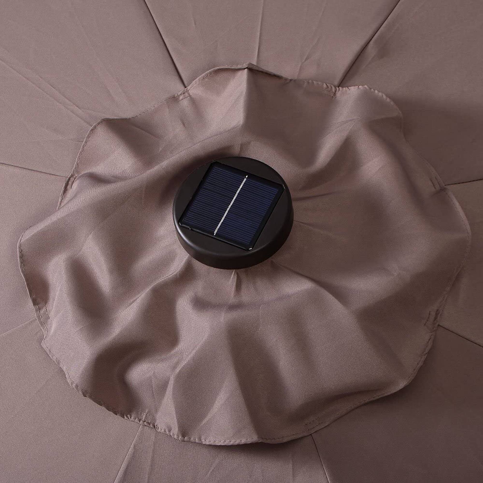 Alt View 7. Gymax - Gymax 10 Ft Patio Table Market Umbrella w/ 24 Solar LED Lights & Heavy-duty Base Tan - Tan.