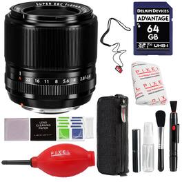 Fujifilm - XF 60mm f/2.4 R Macro Lens (Black) with Advance Accessories and Travel Bundle | Fuji XF 60mmm - Black