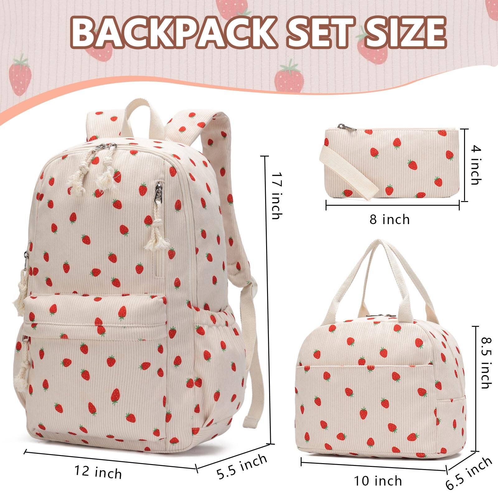 Alt View 2. Stamp n Camp - School Backpack Teens Book Bags With Lunch Box And Pencil Bag  Strawberry - Marble-blue.