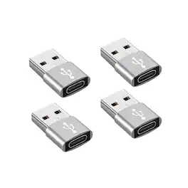 Qixxronics - 4PACK USB C Female to USB Male Adapter, USB C to USB Adapter for Chargers, MacBook, Laptops, PC, Computers and More - Silver