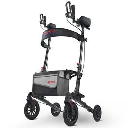Metro Mobility - M905BU Rollator Walker with Seat for Seniors, 10" Front Shock-Absorbing Wheels for All Terrain, 300 lb Capacity - Black