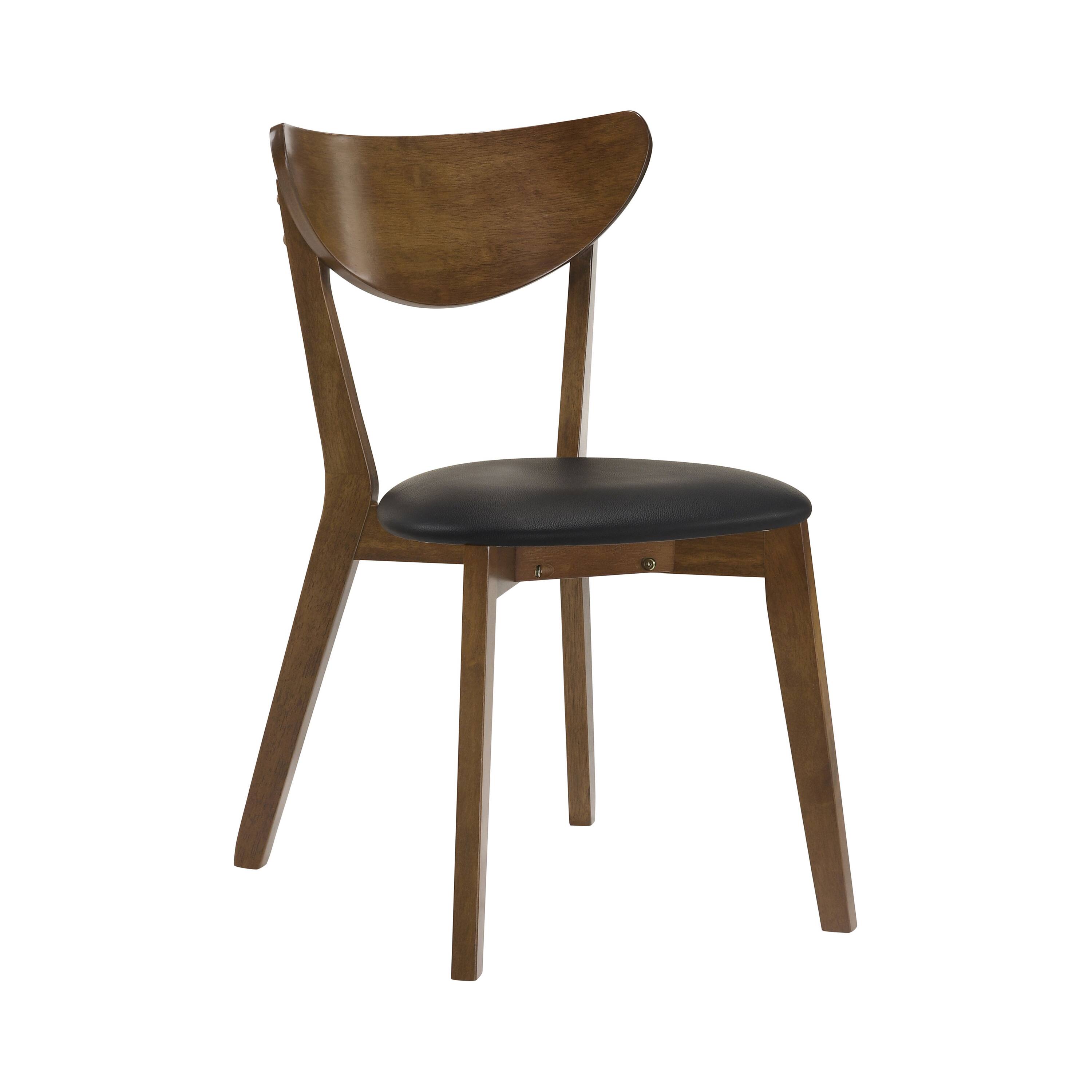 Alt View 3. Manhattan Lane - Josy Extendable Dining Table n 4 Chair Set, Faux Leather - Walnut Brown, Black.