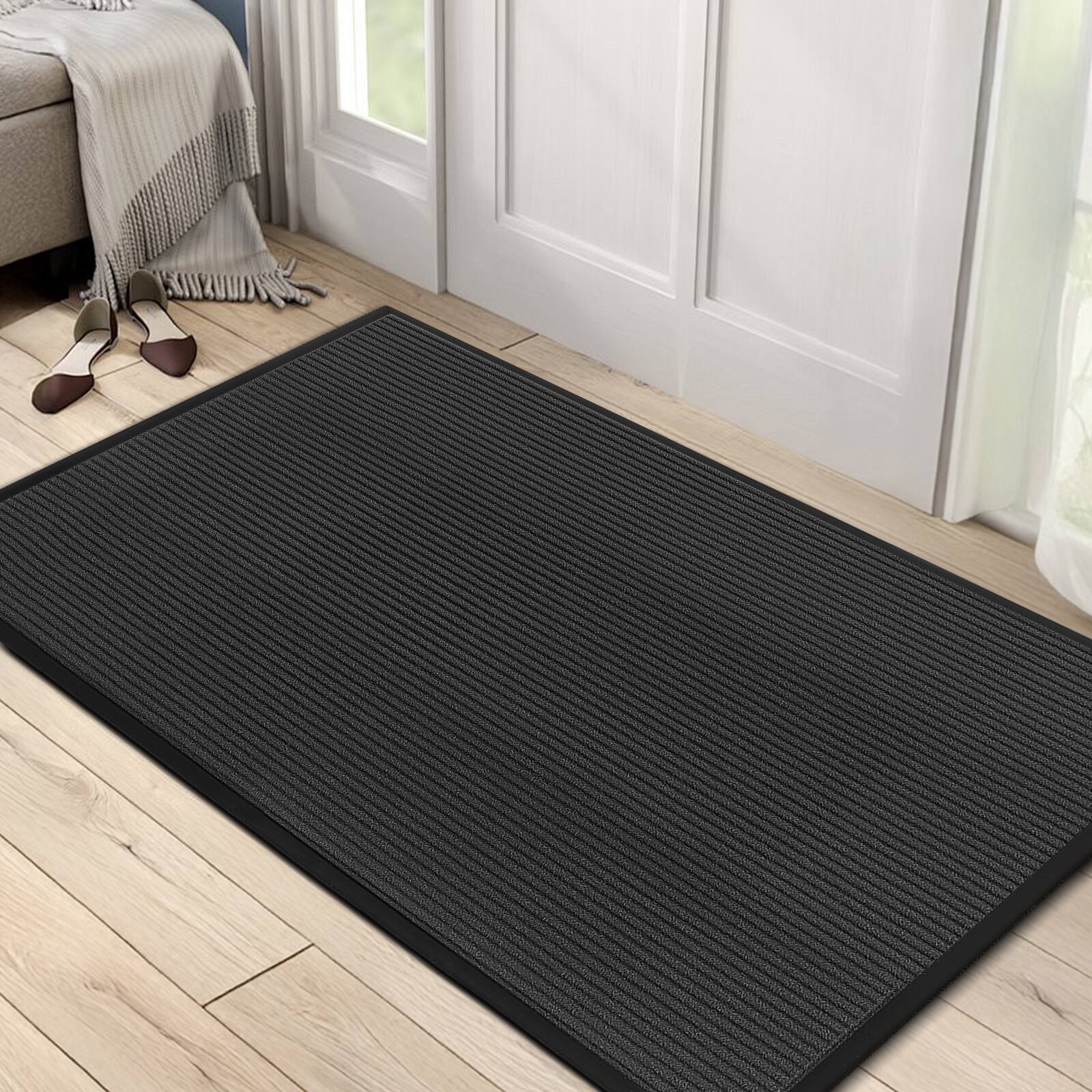 Front. Winado - 47x35 Inch Front Door Mat Indoor Outdoor Entrance Waterproof Heavy Duty Doormat for Porch - Grey.
