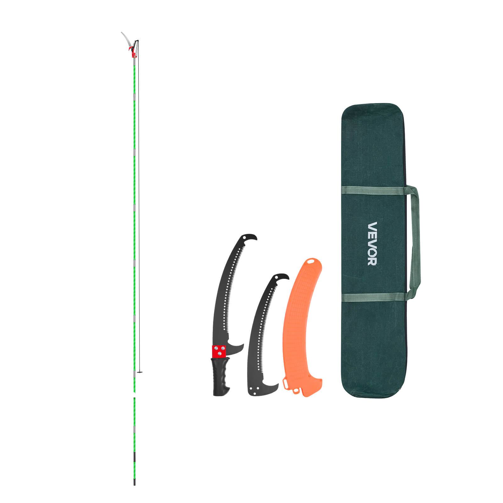 Alt View 5. VEVOR - Manual Pole Saw, 3.87-27 ft Extendable Pole Tree Pruner with Scissors, Sharp 65Mn Steel Blade - Green.