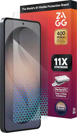 Protection Brand World's #1 Mobile The ZAGG 400 Million Devices Protected 11X STRONGER PerfectFit Easy, 2-Step Installation IMPROVED SLEEP Sleep Score IN RECOMMENDED GELF DATA REPORTED ZAGG