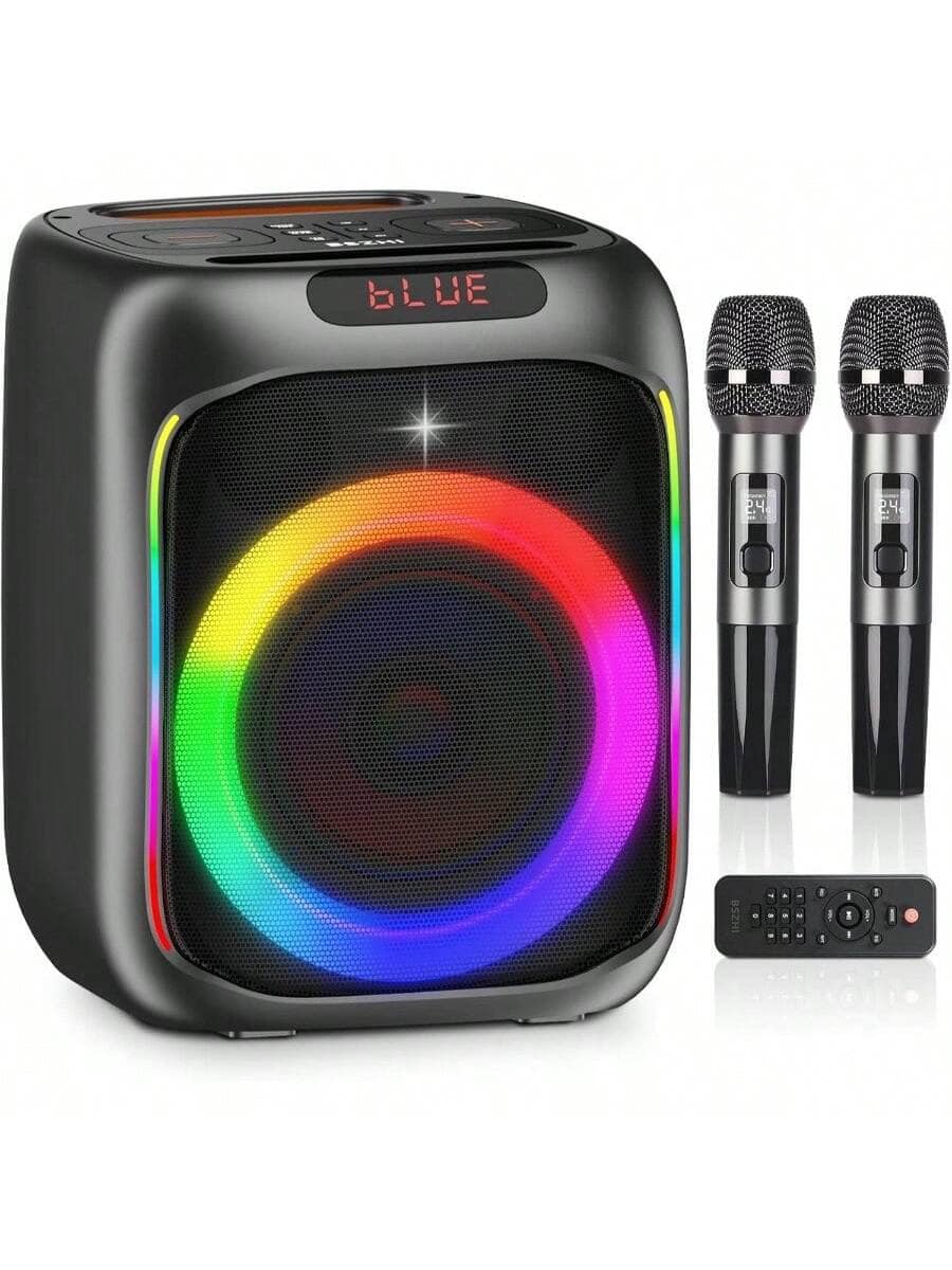 Stamp n Camp - Enhanced Sound Quality Speaker Mic: Portable, Party, Lights - Perfect for Home, Party - Black