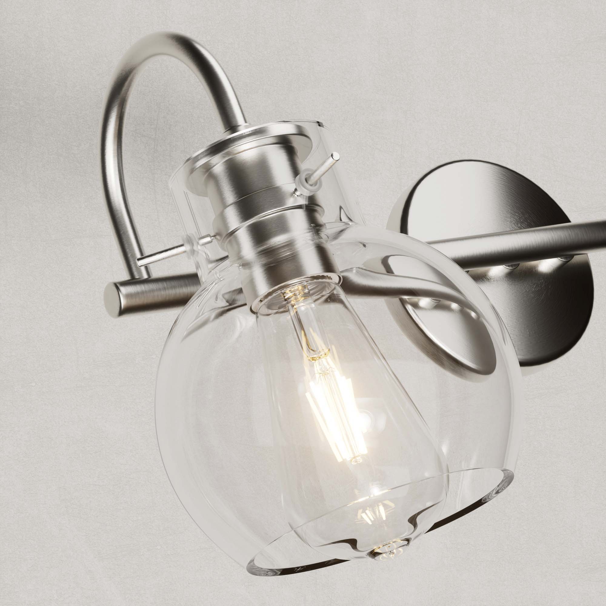 Alt View 1. PAIHOME - 2-Light Bathroom Light Fixtures, 11" Modern Vanity Lights with Clear Glass Shade, Bathroom Wall Lamp, E26 Base UL Listed - Silver.