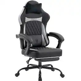 Dowinx - Ergonomic Gaming Chair with Lumbar Support, Reclining Computer Chair with High-Density Foam & Pocket Spring Cushion - Black&Gray