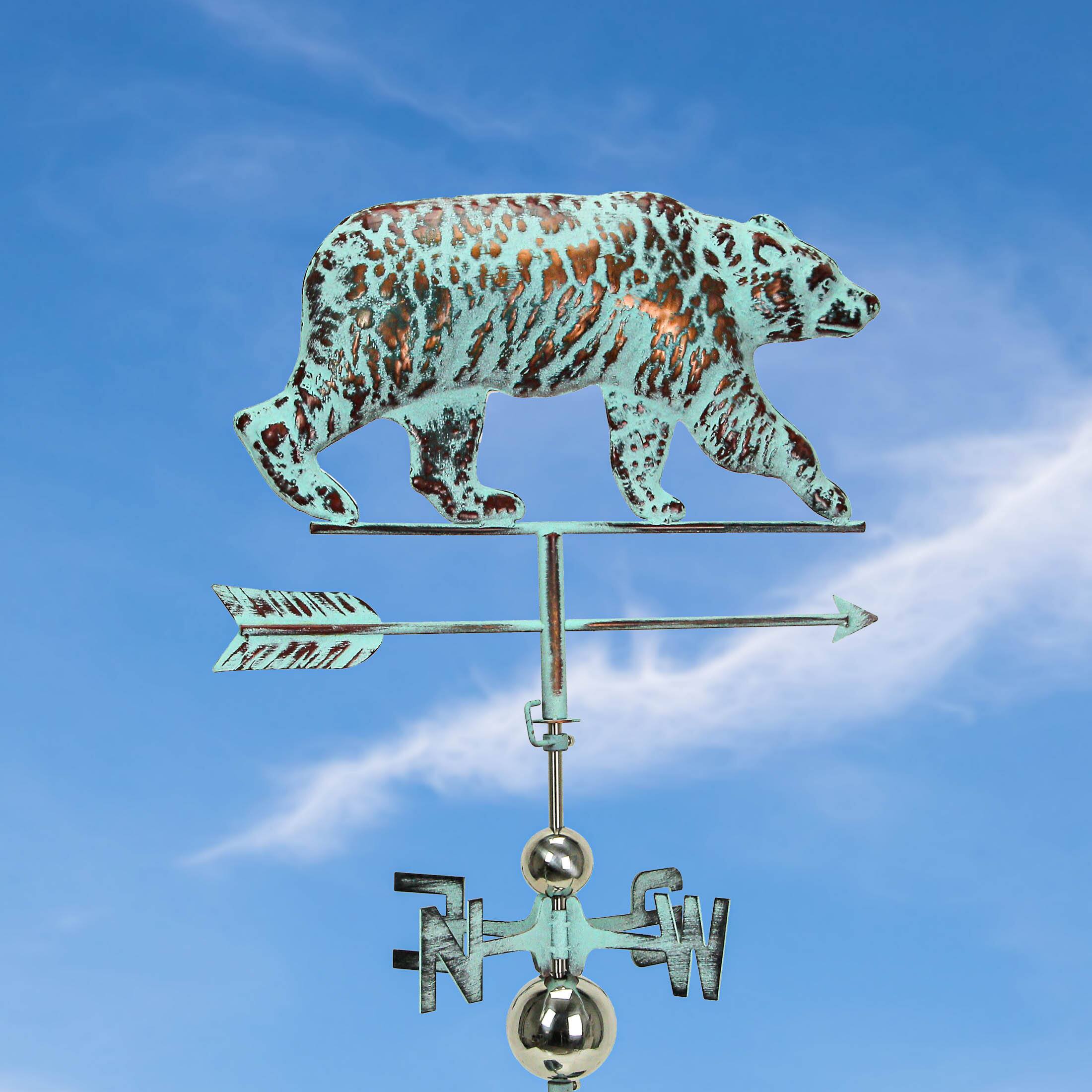 Alt View 3. Things2Die4 - Verdigris Copper Bear Weathervane Roof Mount Home Garden Decor Forest Lodge Art - Teal.