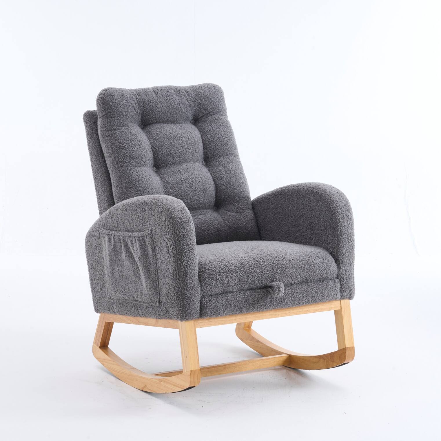 Alt View 9. Loheer - Loheer Dark Gray Accent Rocking Chair High Back Nursery Rocker with Footrest Rubber Wood Legs for Living Room - Dark Gray.