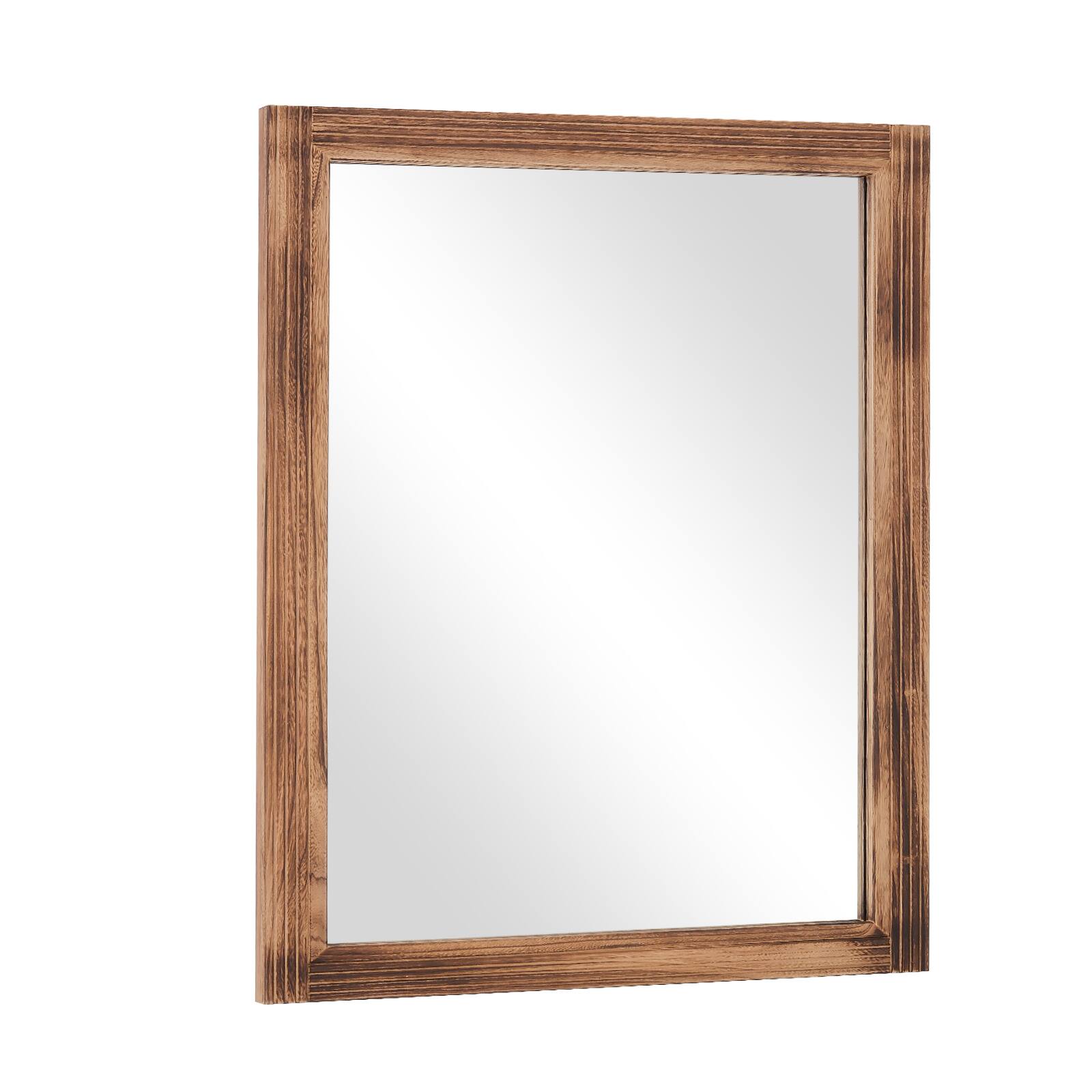 Alt View 1. Easly - Antique Brown 30 in. W x 40 in. H Rectangle Wood Framed Vanity Wall Mirror - Walnut.