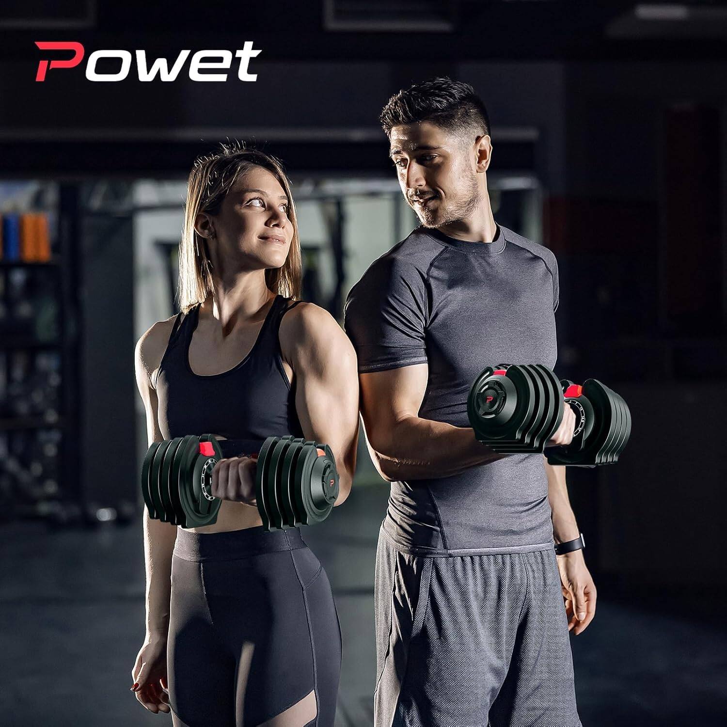 Alt View 6. Brick Attic - Adjustable Dumbbell Set, 40LB to 3LB Weight Set, 12 Free Weights for Home Gym with Tray 1-Sec Fast Adjustable - Red.