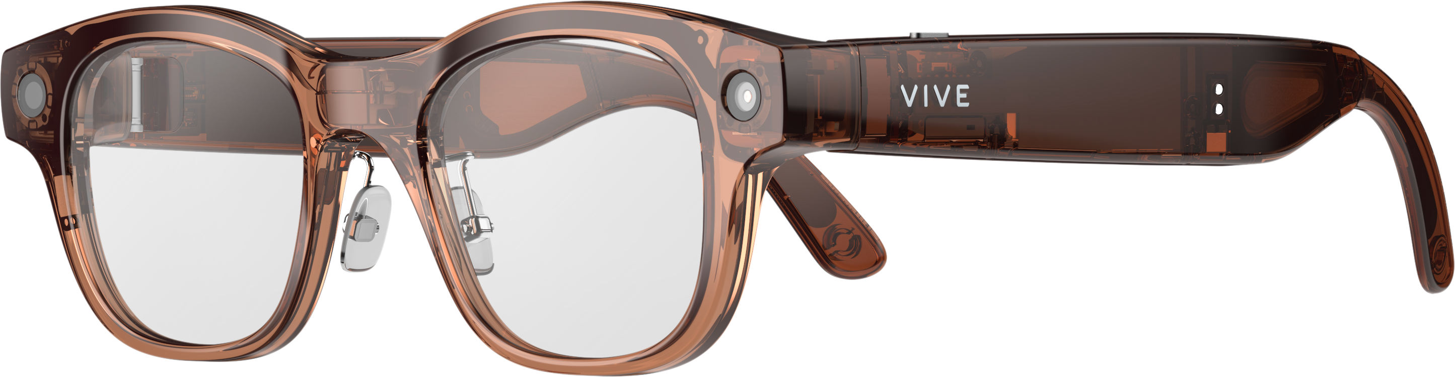 Alt View 4. HTC - VIVE Eagle™ AI Glasses – Square (Wayfarer), Clear Lens - Coffee.