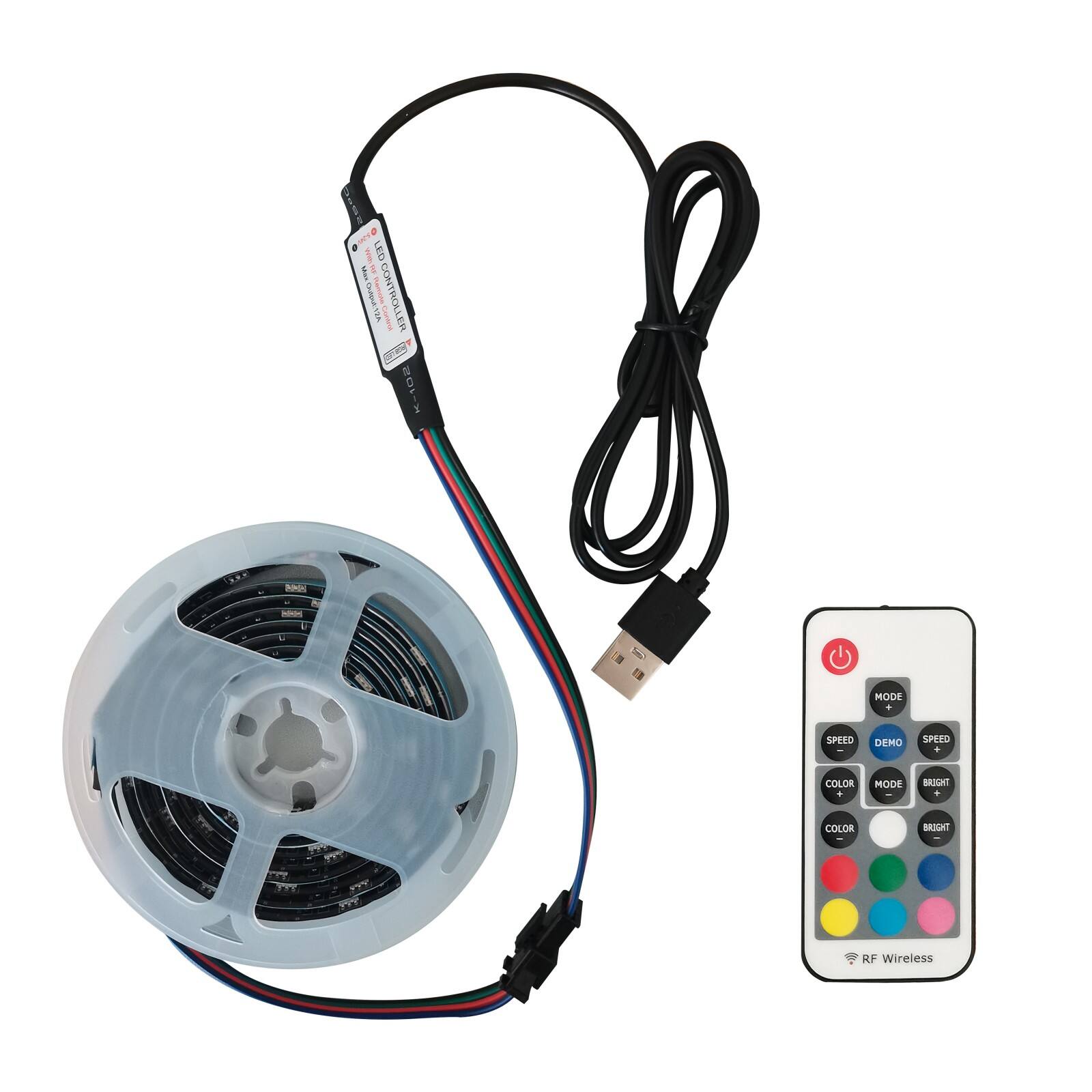 LED Controller  
USB Charging  
DC 5V  
12W  
12000 RPM  

MODE  
SPEED  
DEMO  
SPEED  
COLOR  
MODE  
BRIGHT  
COLOR  
BRIGHT  

RF Wireless