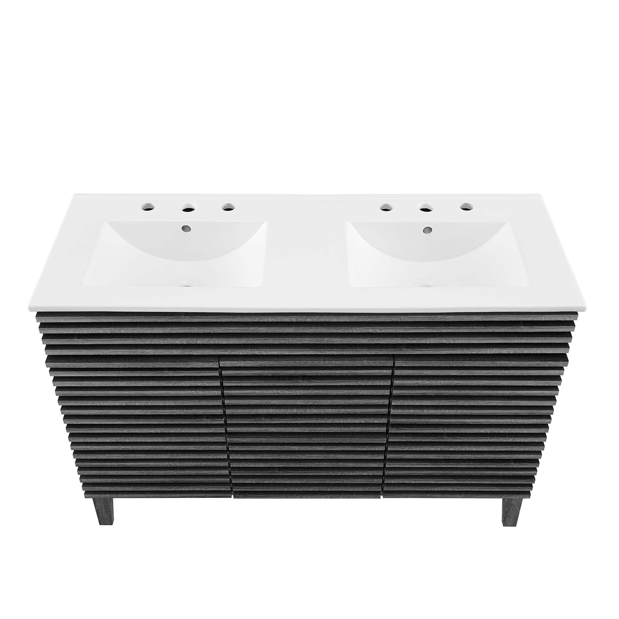 Alt View 4. Modway - Render 48" Bathroom Vanity with White Basin Included - Charcoal White.