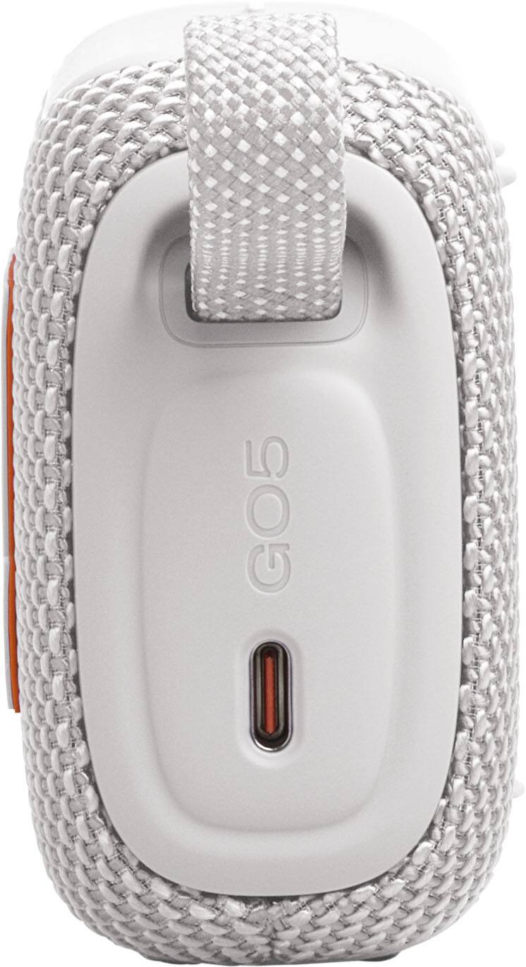Left. JBL - Go 5 - Ultra-portable waterproof and drop-proof speaker - 2026 - White.
