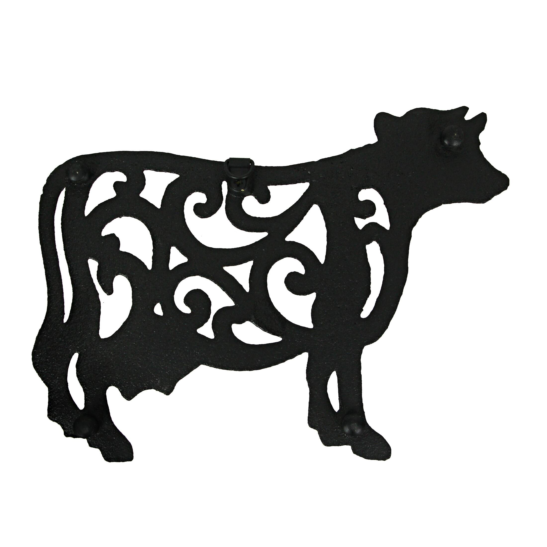 Alt View 2. Zeckos - Set of 3 Black Cast Iron Farm Animal Kitchen Trivets Decorative Wall Hanging Art - Black.