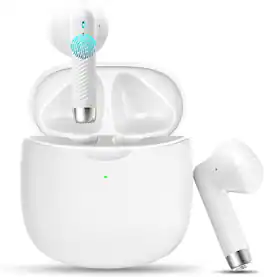 PRIMEPLUS - Wireless Earbuds, Bluetooth 5.3 Earbuds, Stereo Bass in Ear Headphones Noise Cancelling Mic, Earphones IP7 Waterproof - White