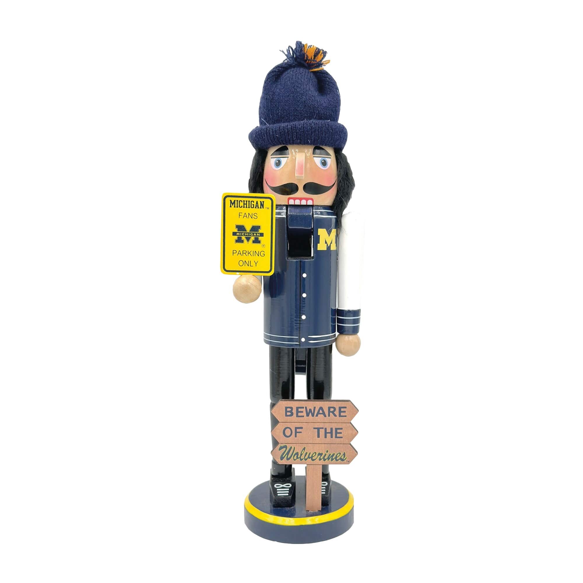 Santa's Workshop - Michigan Wolverines 12" Beware Nutcracker - Navy