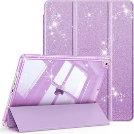 Fintie - Glittering Case for iPad 9th / 8th / 7th Generation 10.2 Inch | Sparkly Shockproof Cover with Shiny Clear Back Shell - Purple
