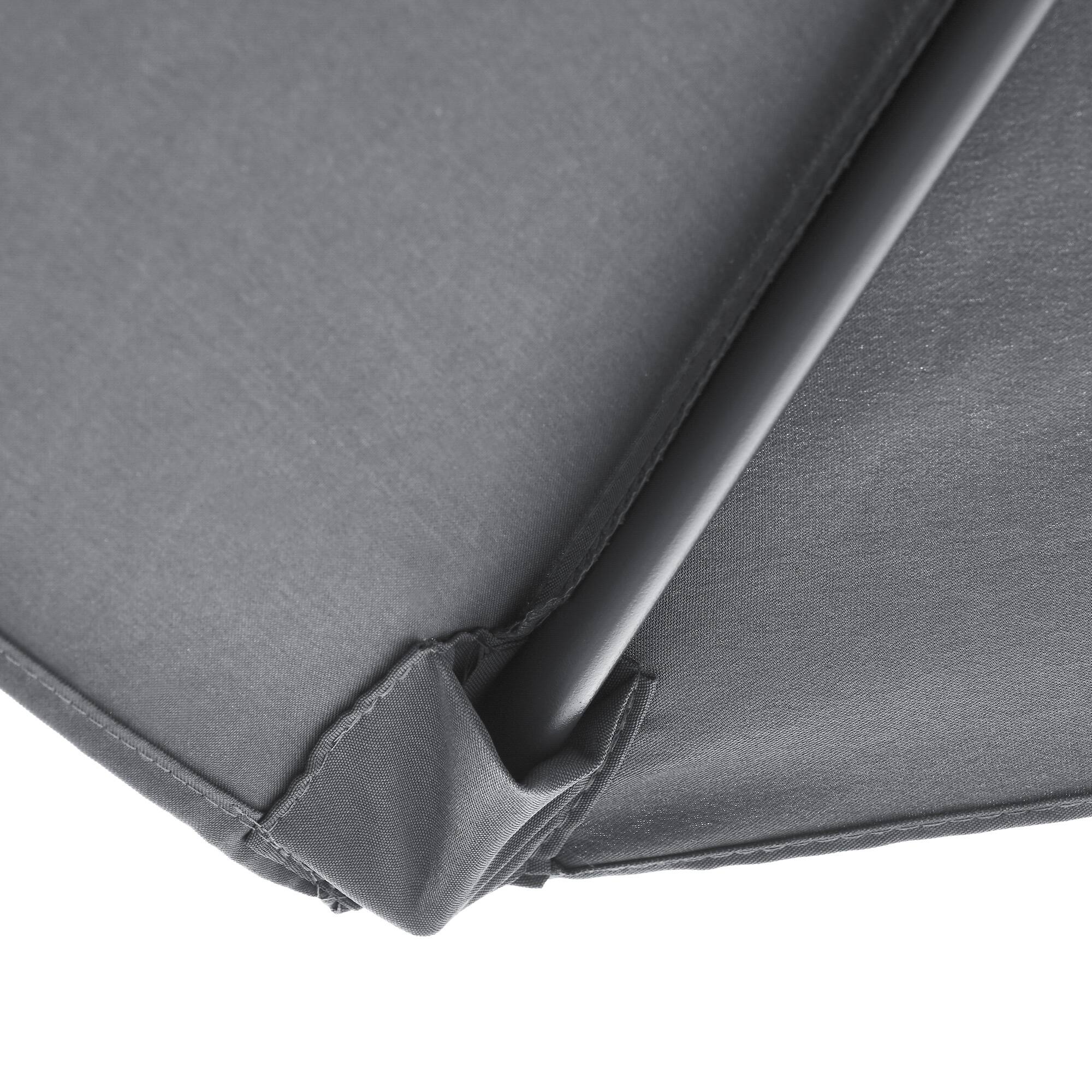 Alt View 8. Outsunny - 8 Pieces Patio Furniture Set with 9Ft Patio Umbrella, Outdoor Dining Table and Chairs, 6 Chairs - Dark Gray.