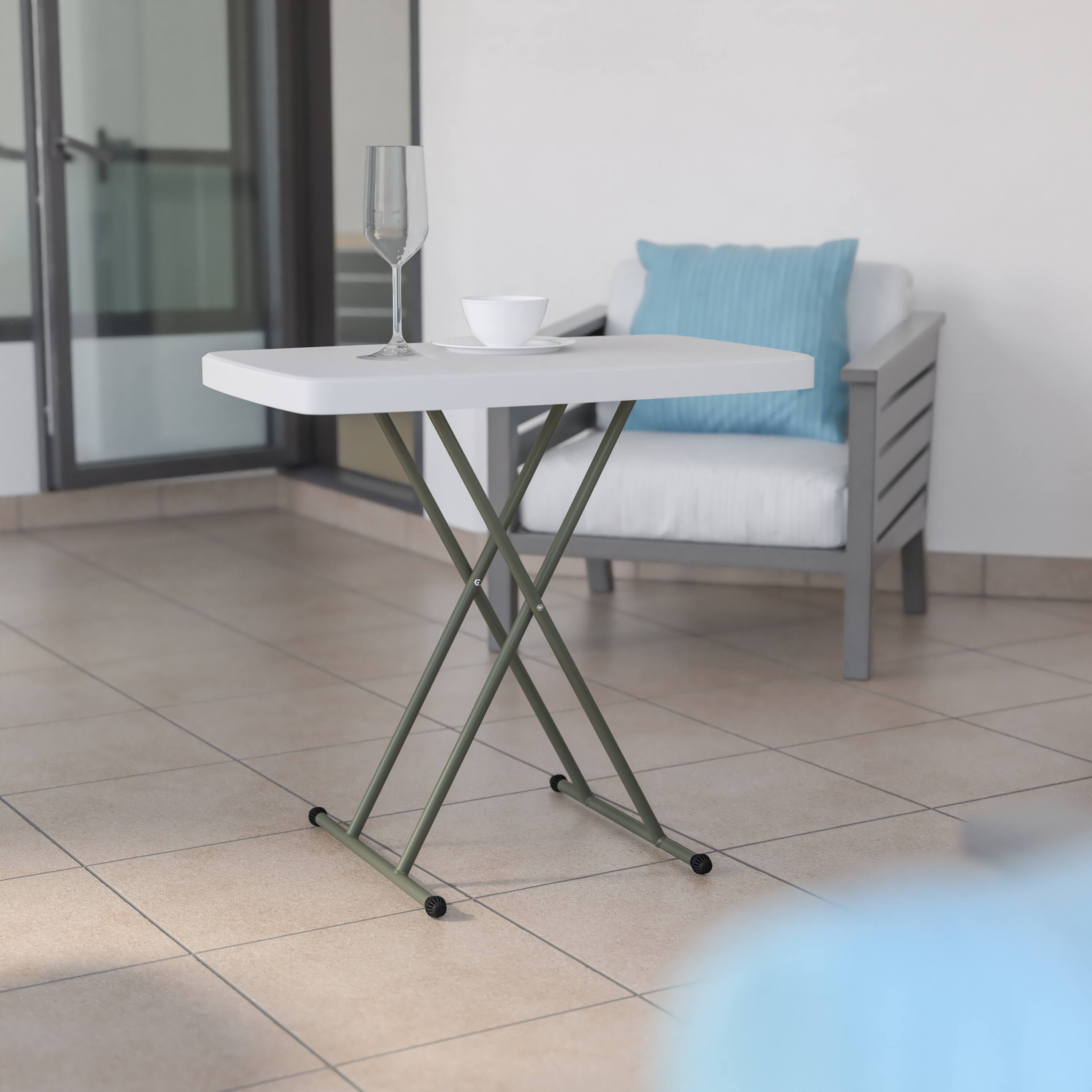 Alt View 16. Alamont Home - Indoor/Outdoor Plastic Folding Table, Adjustable Height Commercial Grade Side Table, Laptop Table, TV Tray - Granite White.