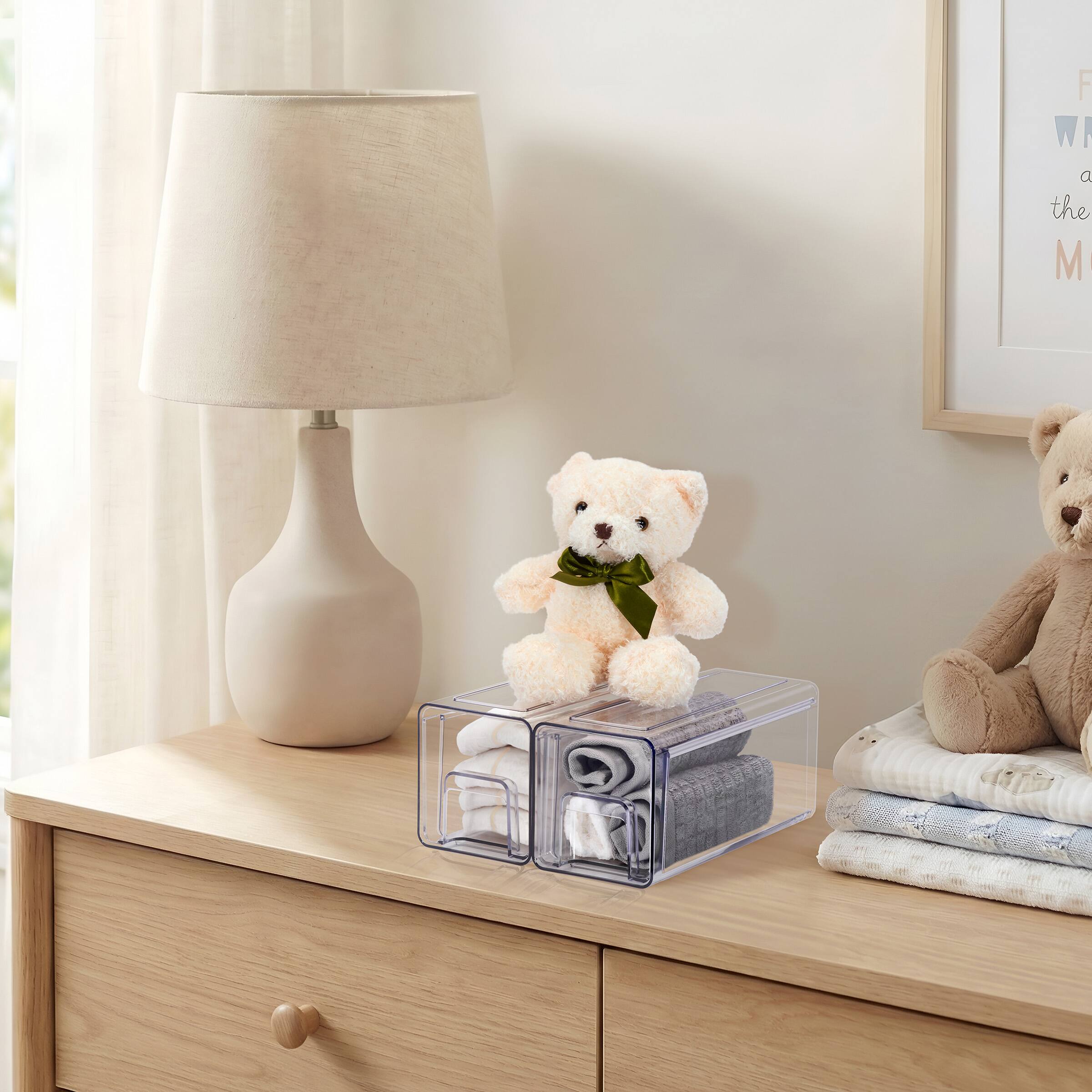 Back. Sorbus - Sorbus Small Clear Stackable Storage Drawers – 2-Pack Plastic Organizer Bins with Handles – Pull-Out Stackable Drawers - Clear.