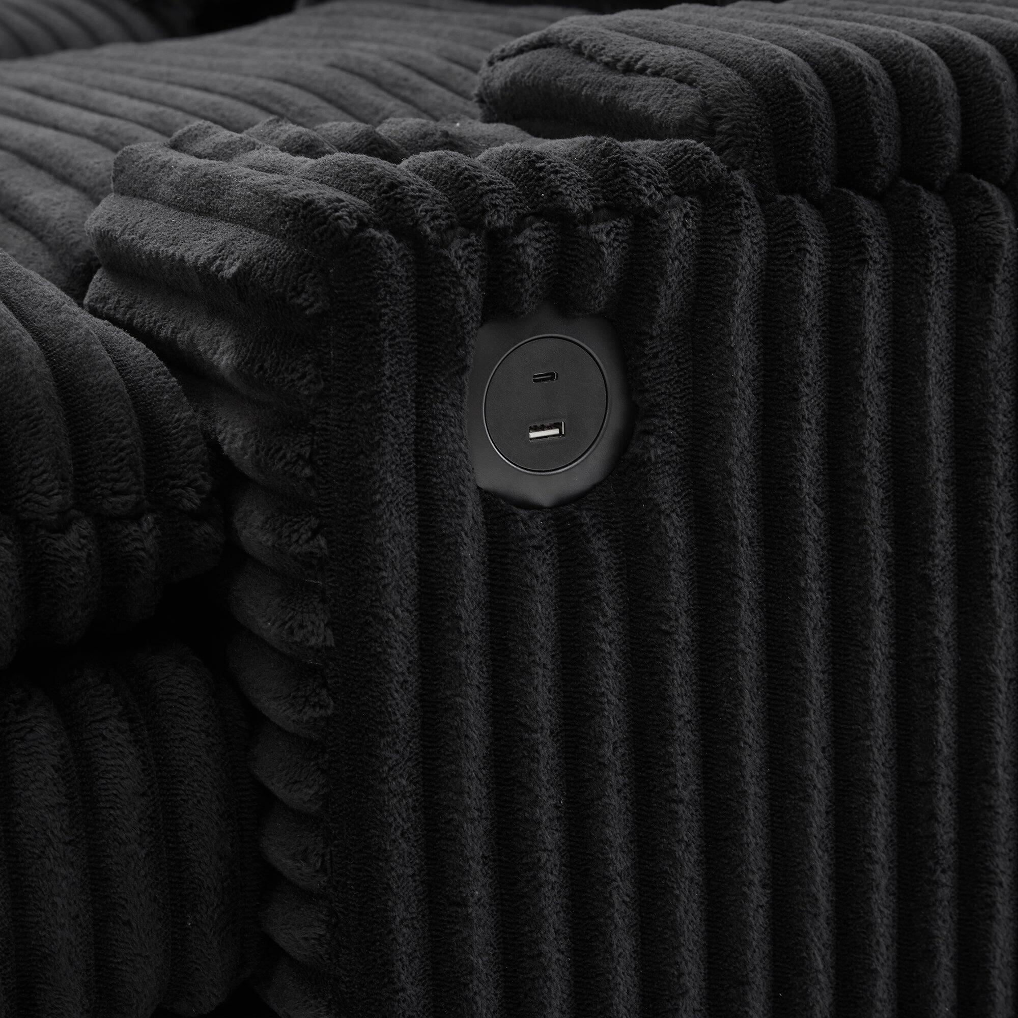 Alt View 5. Boyel Living - 70.9 inch Free-combined Sectional Sofa with Storage Space Two Movable Ottomans Four USB Ports and Cup Holders in Black - Black.