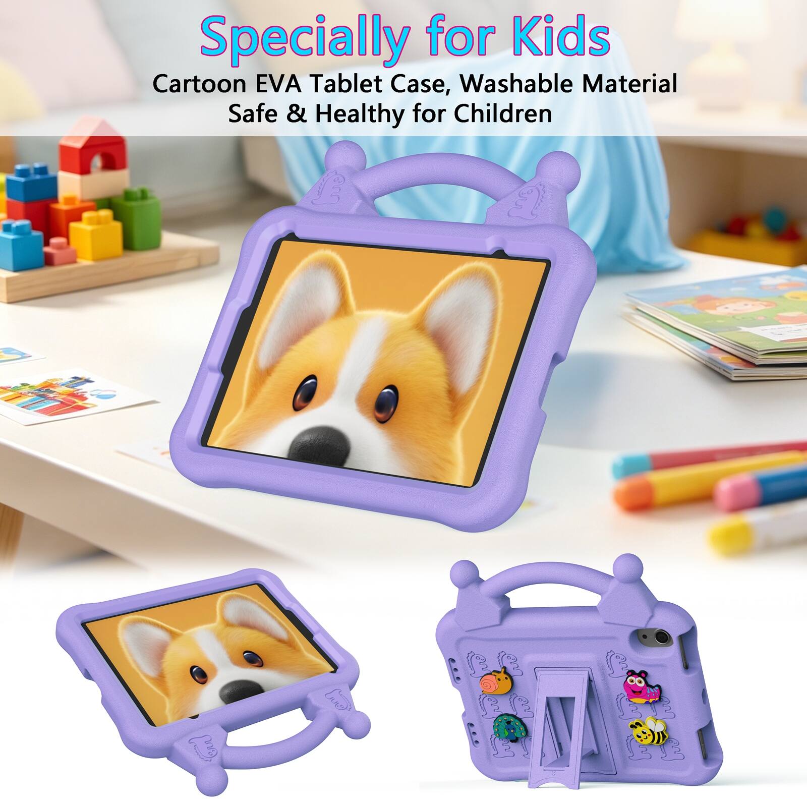 Specially for Kids Cartoon EVA Tablet Case, Washable Material Safe & Healthy for Children