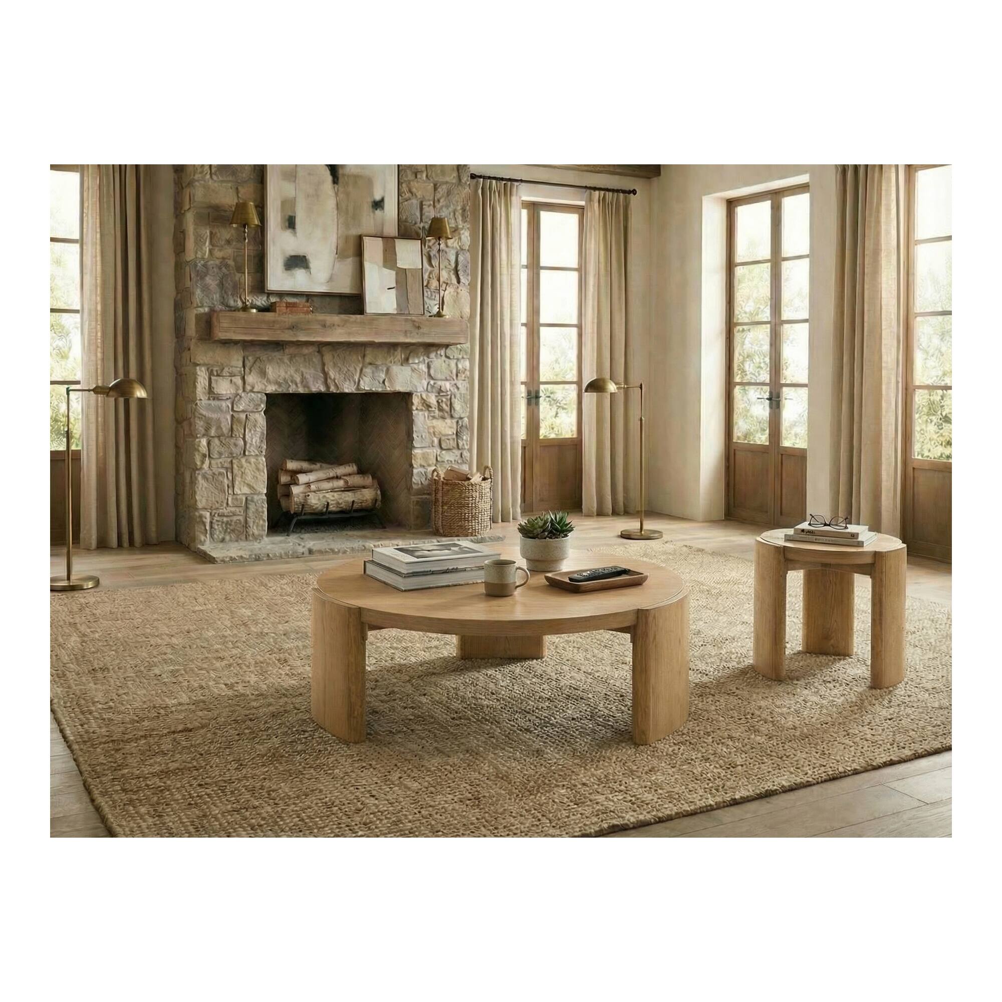 Alt View 2. Boyel Living - Organic-Edge Round Solid Wood End Table with 3-Leg Base - Brown.