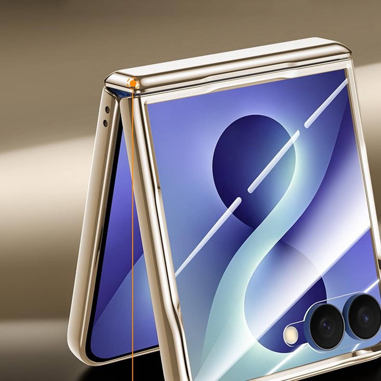 Alt View 4. Dteck - For Samsung Galaxy Z Flip8 Clear Case Shockproof Fold Kickstand Hinge Protection Cover Built-in Screen Protector - Gold(privcy film).