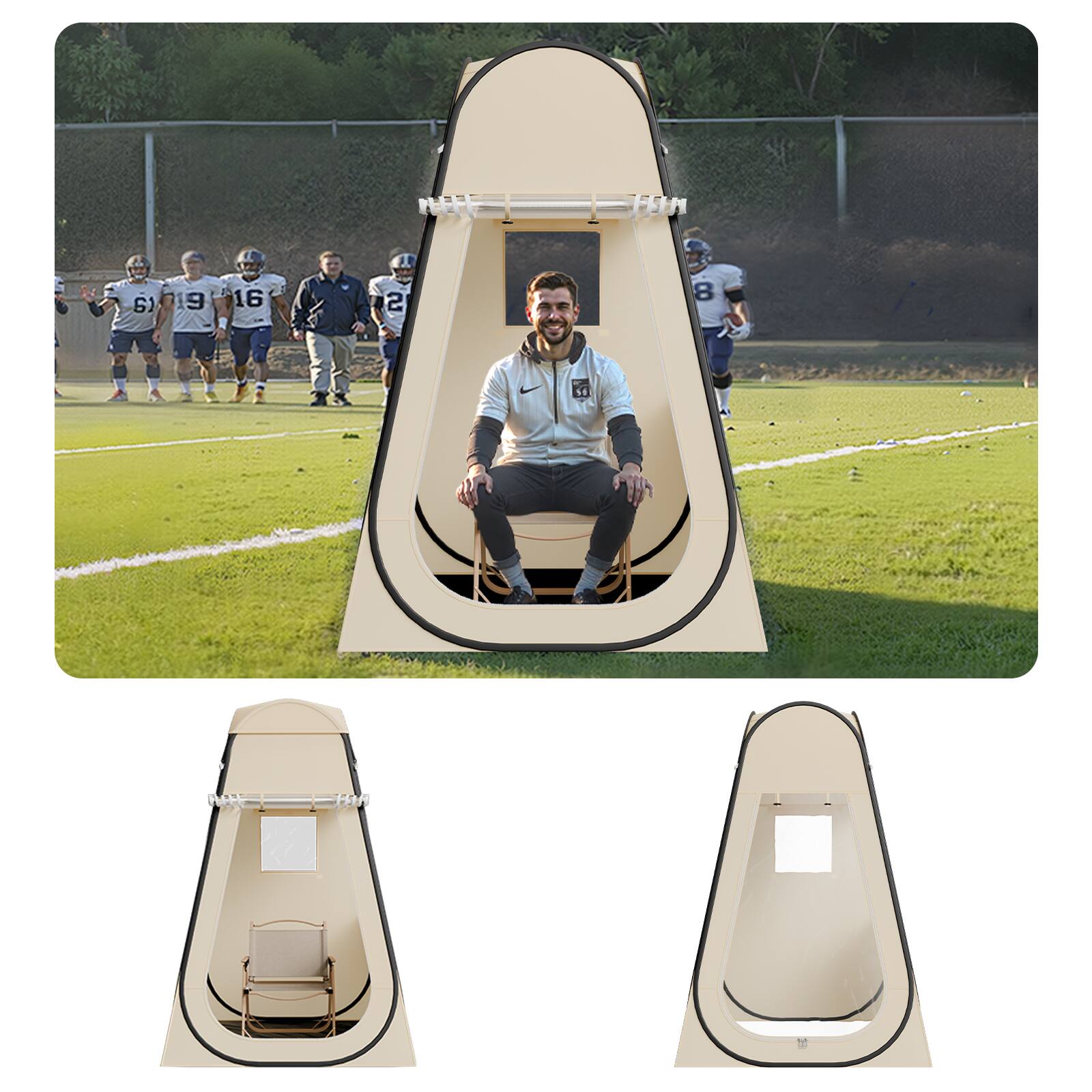 Front. VEVOR - Pop up Sports Tent, 47x47 in Clear Bubble Tent for 1 Person, Waterproof Outdoor Pod with Floor Mat & Top Cover - Transparent.