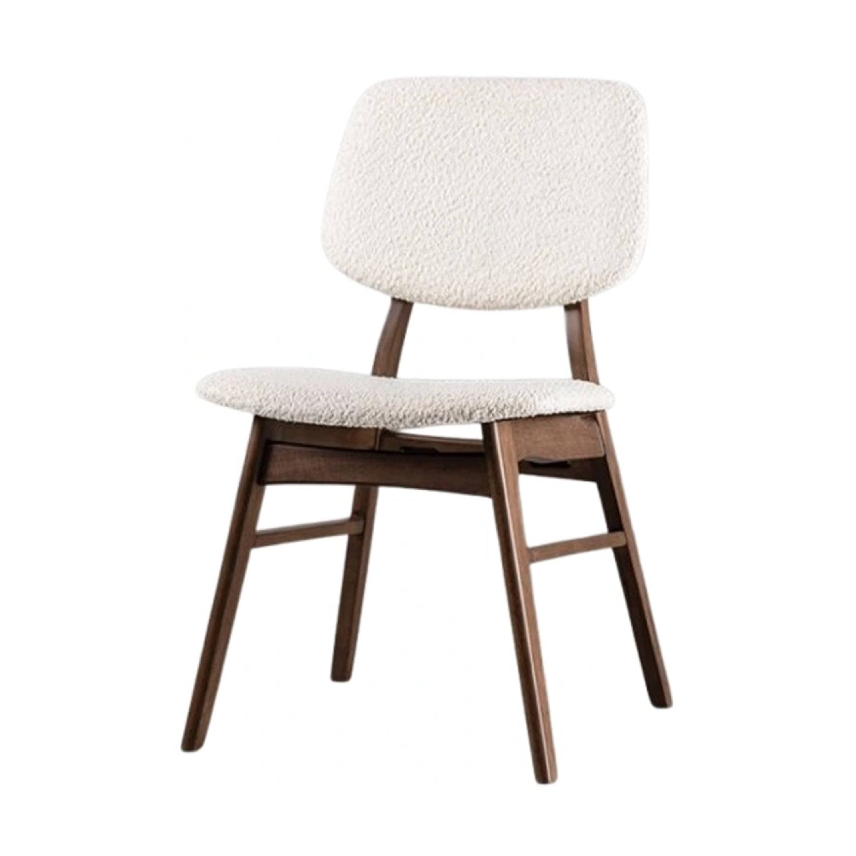 Alt View 1. Manhattan Lane - Lexy Side Dining Chair Set of 2, Angled Legs, Walnut Brown Solid Wood, Beige Boucle - Walnut Brown, Beige.