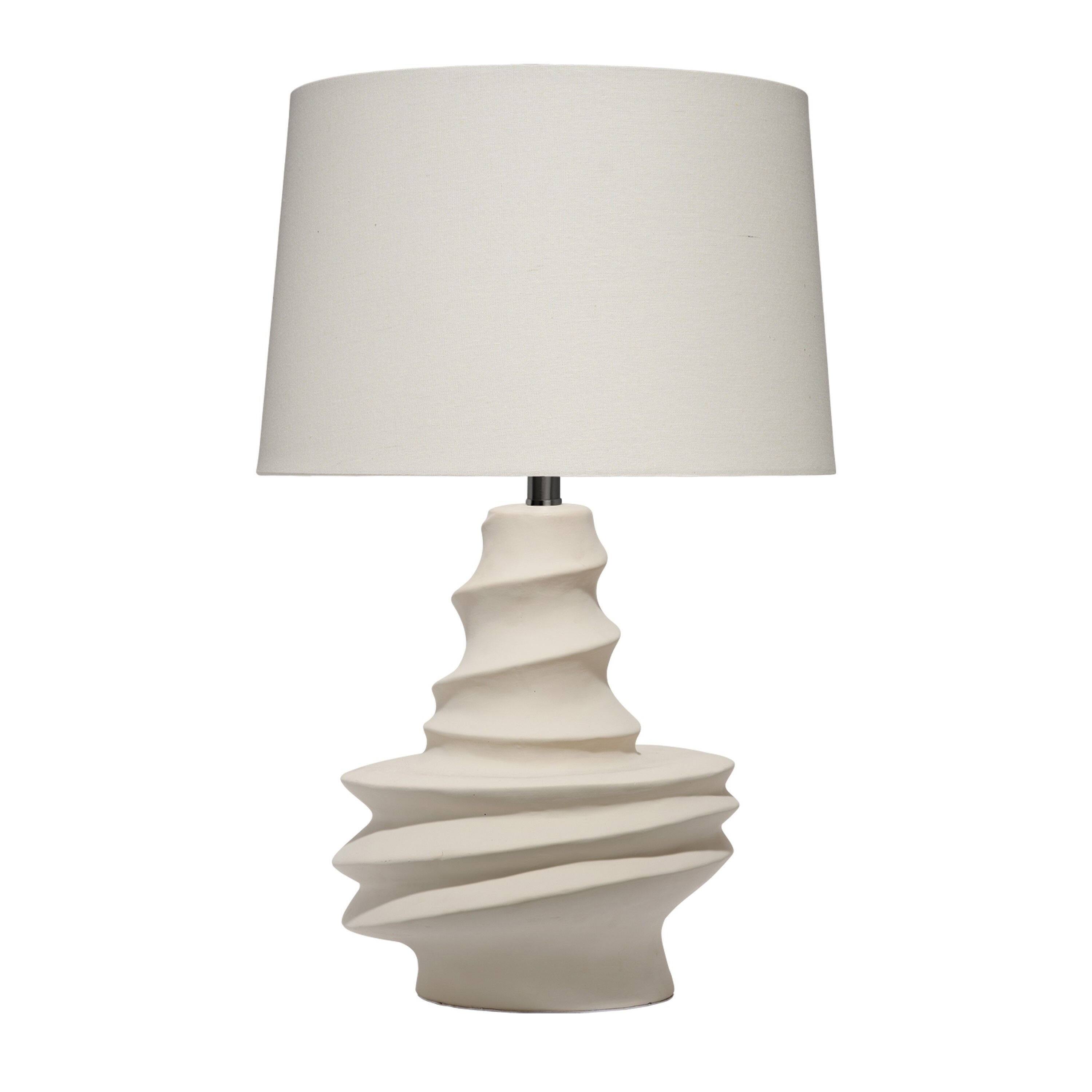 Angle. Manhattan Lane - Liny Accent Table Lamp, Linen Shade, Modern Dynamic Base 29 Inch - Ivory.
