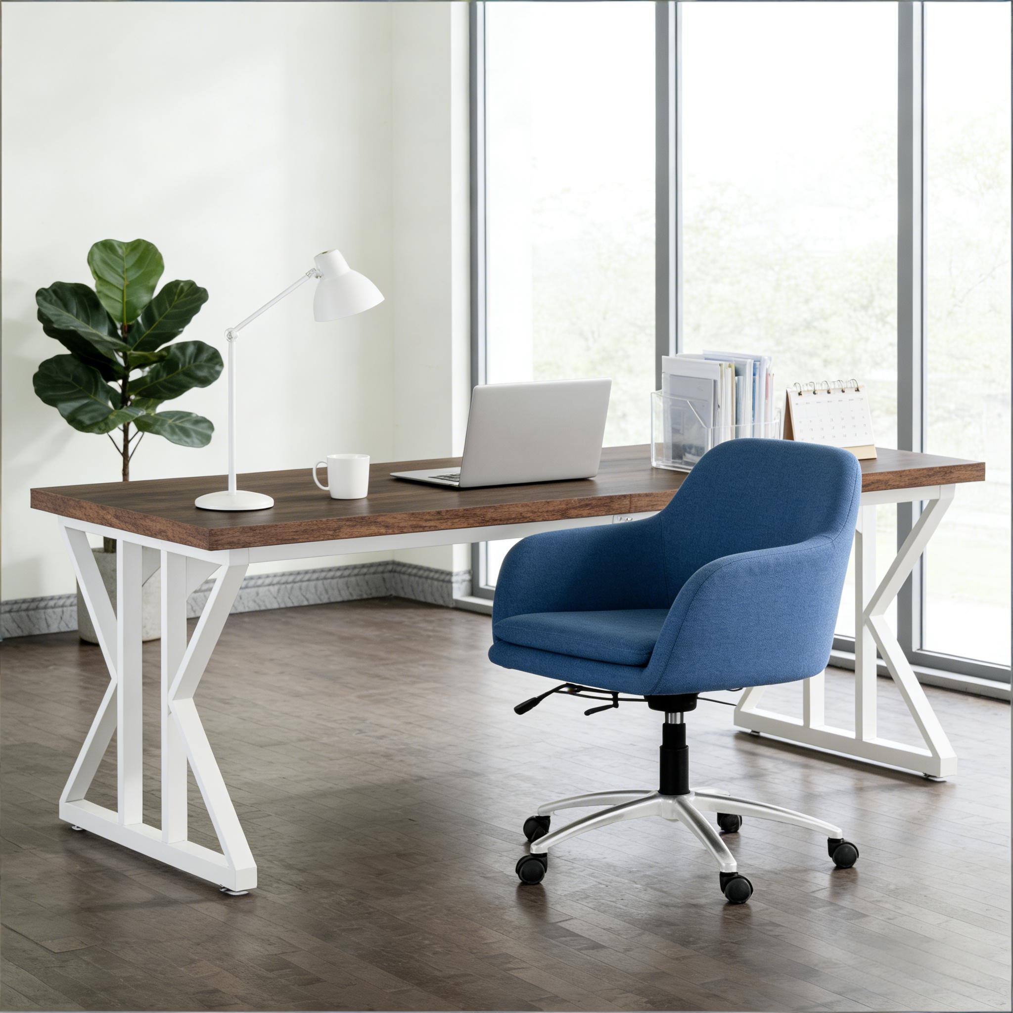 Alt View 5. Forest'nSky - Rustic Computer Desk with Spacious Work Surface, Perfect for Home Office,Brown - Brown.