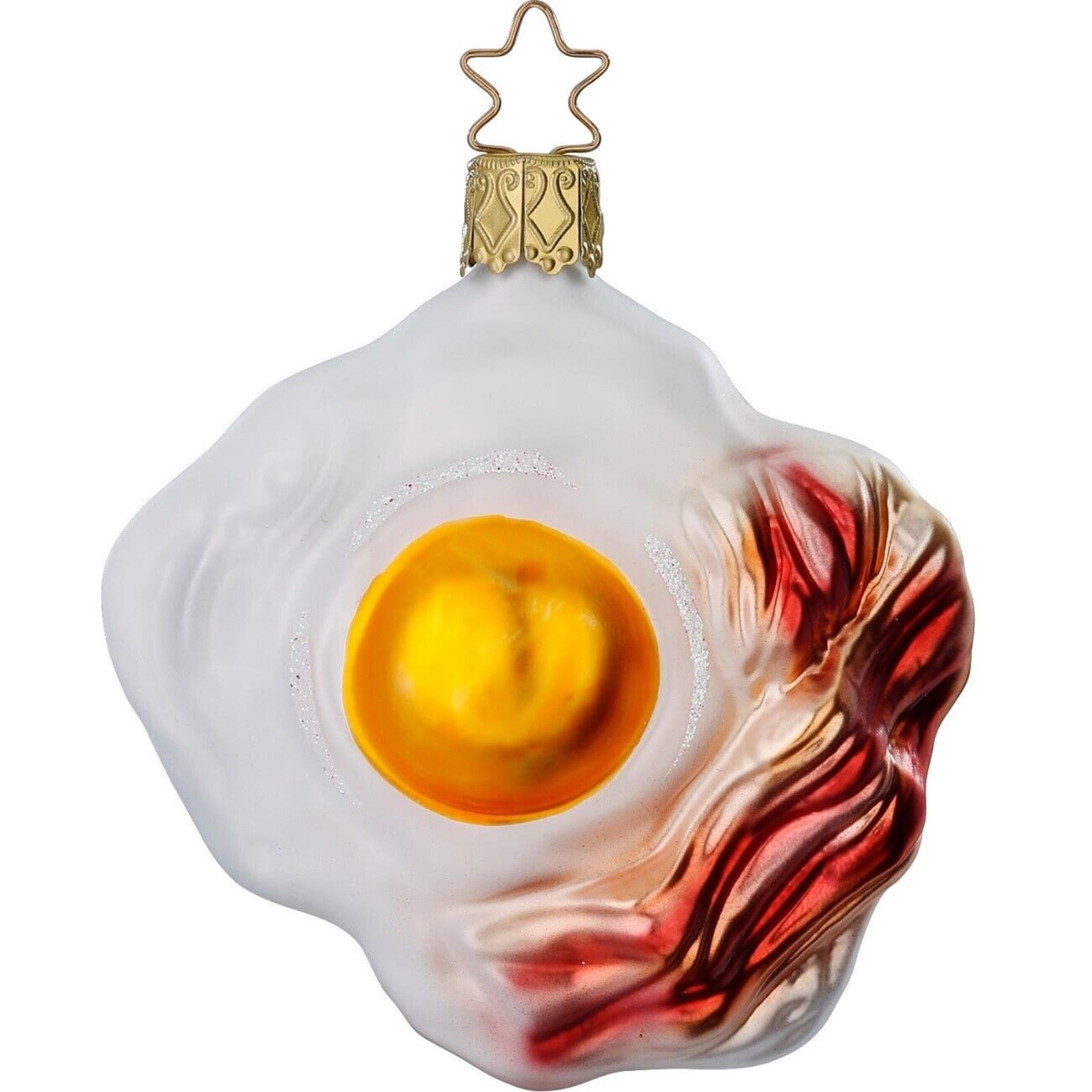 Inge Glas - Bacon and Eggs Breakfast German Christmas Ornament FREE BOX 3.2 Inch - Green