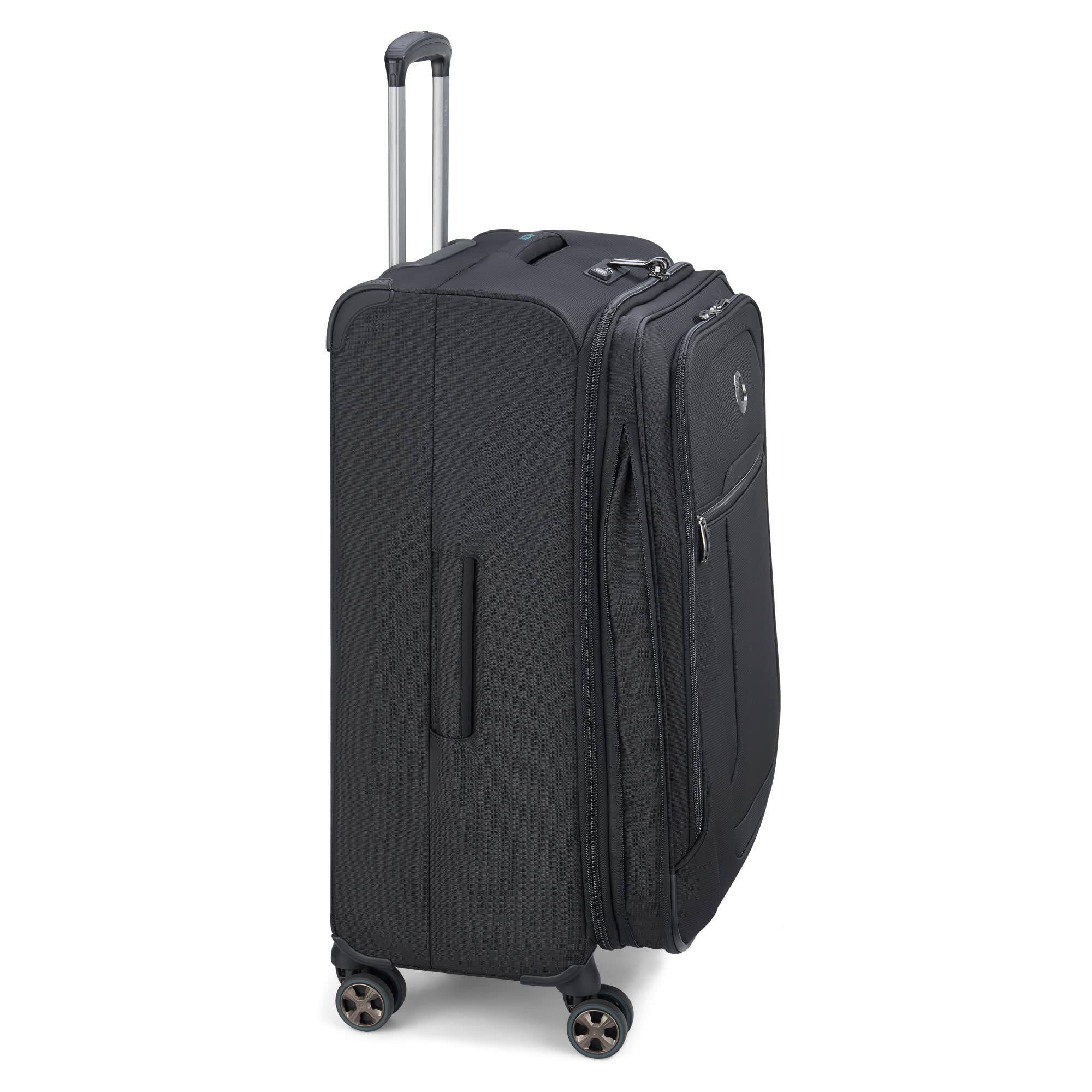 Angle. Delsey - Delsey Helium DLX Checked Expandable Spinner- 25" Medium - Black.