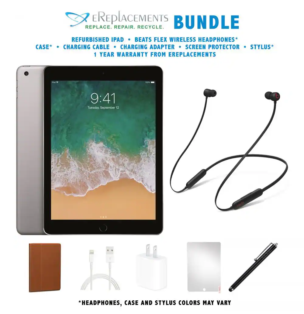 Apple - Refurbished Excellent - Bundle - 9.7-inch iPad 5th Generation (2017) Wi-Fi Only 32GB + Beats Flex + Case + Screen Protector + Stylus Pen - Space Gray
