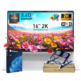 HP - Upgraded - OmniBook 3 16" FHD + Touch Laptop - AMD Ryzen 5 40 - 16GB RAM 256GB SSD- Copilot - PCO Laptop Cooler - Everyday Use - Silver