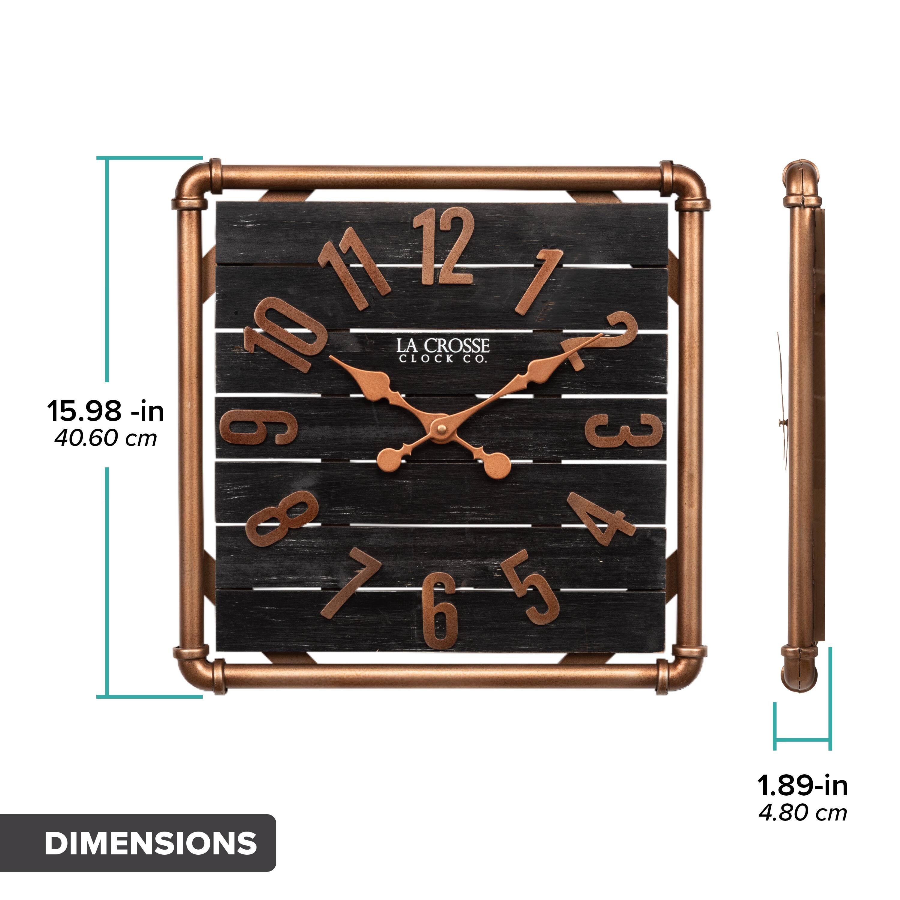 15.98-in 40.60 cm

11 12 1 10 LA CROSSE 2 2 CLOCK CO. 6 3 8 4 7 6 5

DIMENSIONS 1.89-in 4.80 cm
