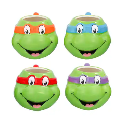 Front. Silver Buffalo - Teenage Mutant Ninja Turtles 4-Piece Sculpted Ceramic Mug Set | 23 Ounces - Multi-Colored.